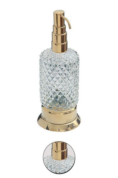 Maya Utopic Pvd Gold Countertop Liquid Soap Dispenser Frosted Glass 100% Brass
