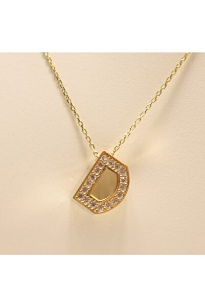 Güler Kuyumculuk Taşlı 3 Boyutlu D Harfi Ve Zinciri