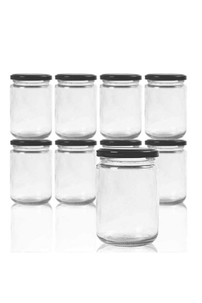 Milea Canned Jar Storage Container with Black Lid 660 Cc 10 Pieces