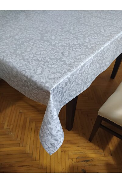 CEYDA مفرش طاولة من مادة PVC باللون الرمادي على شكل زهور