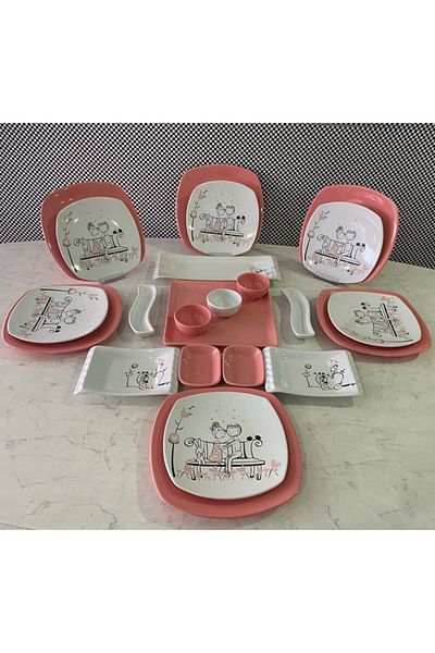 Keramika 23 Piece Sweet Dream Pink Breakfast Set