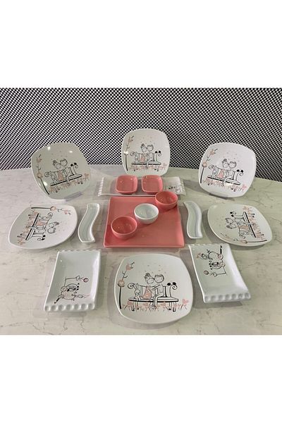 Keramika 17 Piece Sweet Dream Pink Breakfast Set