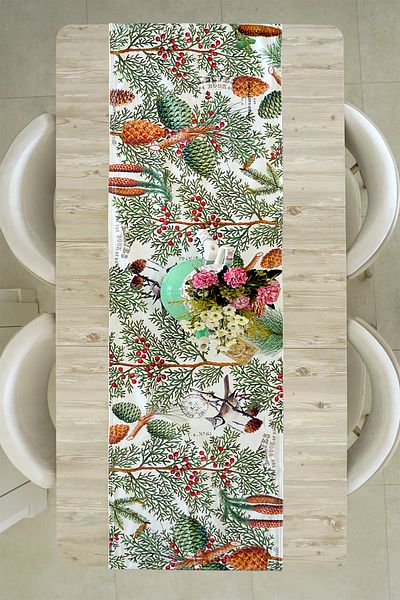 vivamaison Față de masă Runner Bumbac Imprimat Digital Satin 272x42 Cm