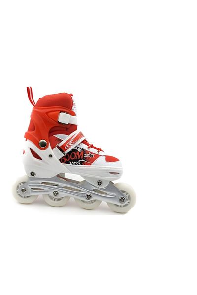 clasty Power Red, Lighted, Expandable, Double Row Roller Skates with Bag