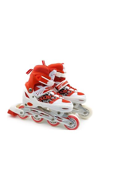 clasty Power Red, Lighted, Expandable, Double Row Roller Skates with Bag