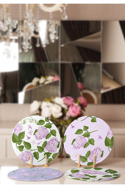 Realhomes 4-Piece Hydrangea Flower Designed Charger & Placemat