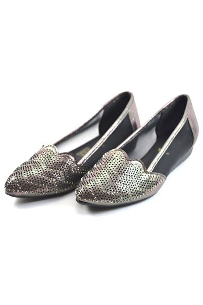 Beety Bz.s04 Smoked Transparent Stoned Women's Ballerinas