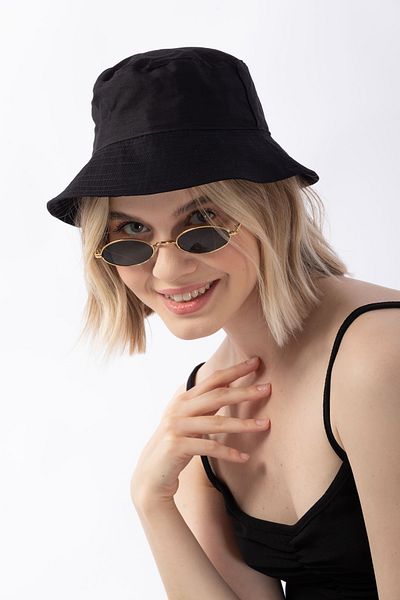 EFBUTİK Μαύρο Καπέλο Fisherman Bucket Καπέλο