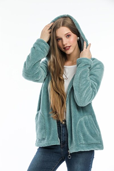 MODA VUSLAT Women's Mint Green Zippered Fleece