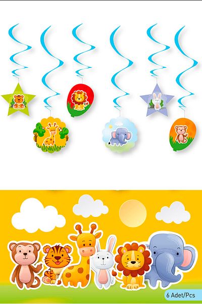 Kazanabil Safari Themed Pendant Lamp Ornament Set 6 Pieces