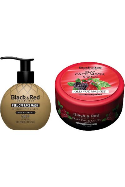 Black Red Peel-Off Gold Face Mask Against Blackheads 250 ml and Clay Face Mask 400gr