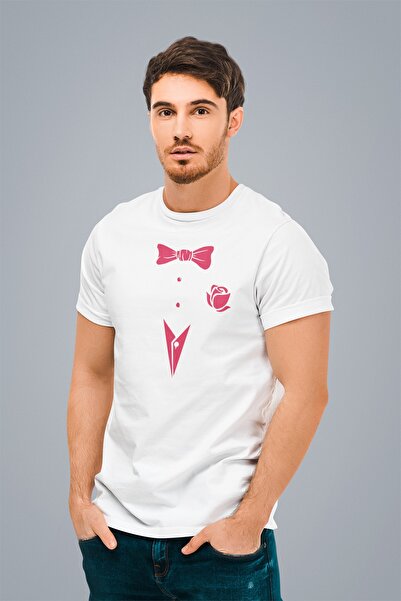 ErTaPassage Smoking alb pentru bărbați cu imprimeu Standard tricou T2631115