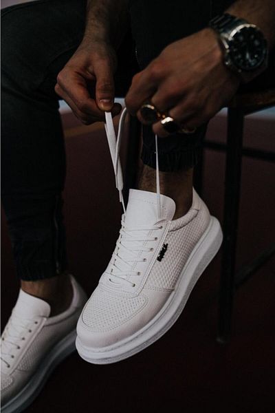 Knack 042 Model Pantofi casual albi cu talpă înaltă