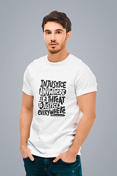ErTaPassage Bărbat alb tricou - Social cu imprimeu , Injustit, T8505836