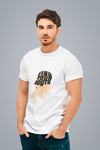 ErTaPassage Alb cu imprimeu Bărbați tricou - cu rădăcină, T4179375