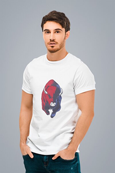 ErTaPassage Bizon alb cu imprimeu Bărbați tricou - T6243591