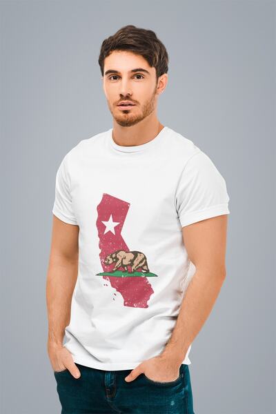 ErTaPassage Bela Kalifornija Štampano Muška T-shirt - T2251816