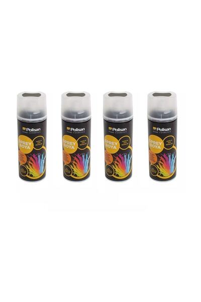 Polisan Akrilik Sprey Boya Mat Siyah 4 x 400 ml