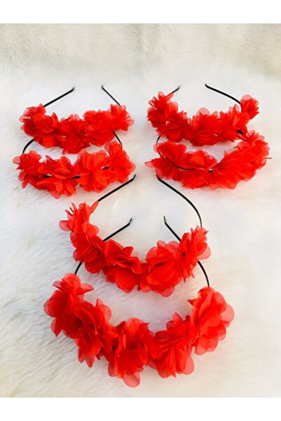 Gelince Alışveriş تاج وصيفة العروس على شكل زهرة ليزر باللون الأحمر - تاج للحف...