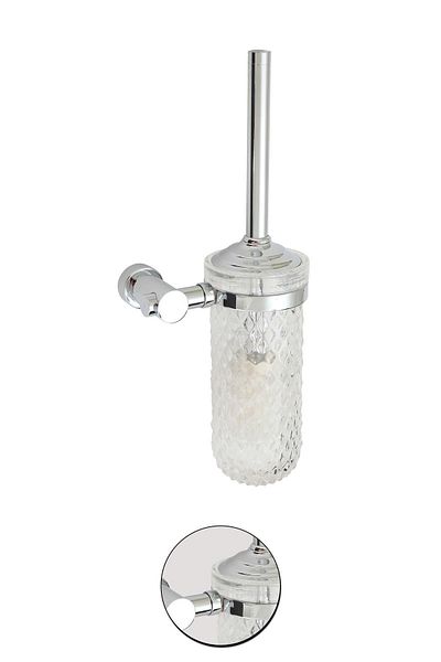 Maya Utopic Chrome Mounted Toilet Brush Frosted Glass 100% Brass