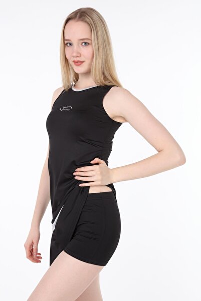 Keyif Fırtınası Kadın Gri Biyeli Siyah Şortlu Tenis Elbise