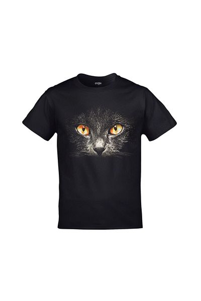 Orijin Tekstil Cat Printed Unisex Black T-shirt