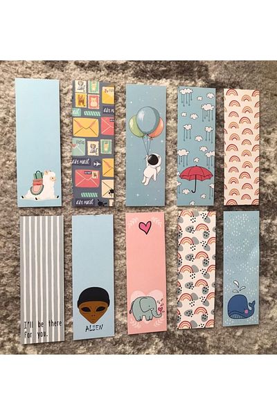 Paytak Moda 10-Piece Animal Rainbow Alien Umbrella Mixed Pattern Bookmark Set Pytkayr21