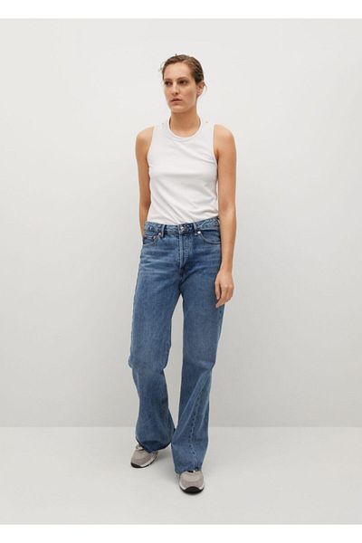 MANGO Woman Off-White-Oberteil mit Doppelkragen für Damen