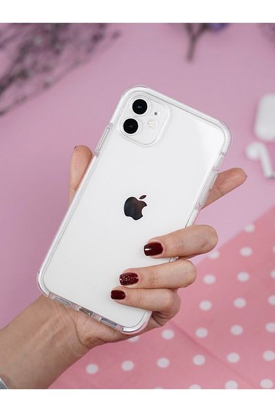 mooodcase حافظة فعالة متوافقة مع هاتف Iphone 11 مع حافة بيضاء وحماية من الصدمات في الزوايا