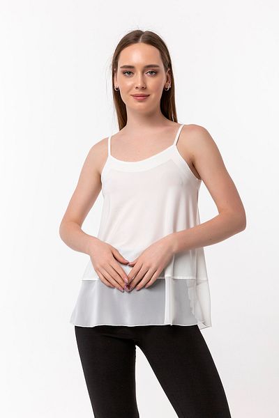 Laranor Ecru Hem Chiffon Detail Strappy Blouse