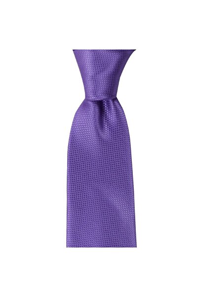 1001 Kravat ربطة عنق بعرض 8 سم بلون أرجواني مع منديل