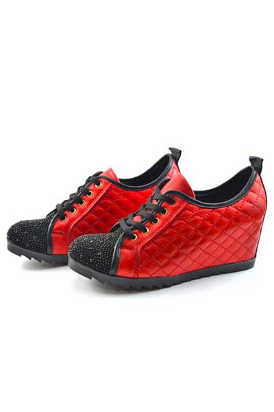 Beety 706 Red Genuine Leather Hidden Platform Women's Shoes