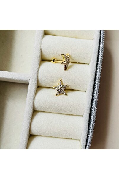 Mien Store Kadın / Kız Gold Rengi Cerrahi Çelik Yıldız Tragus Kıkırdak Pierci...