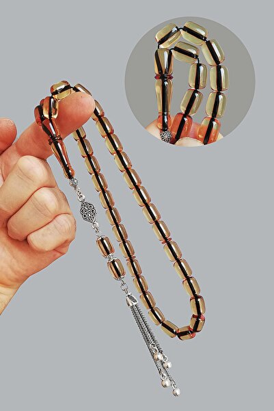 Modalyon 8*11 Mm Kapsül Kesim Şeffaf Su Rengi Ateşi Kehribar Tesbih Faris Ust...