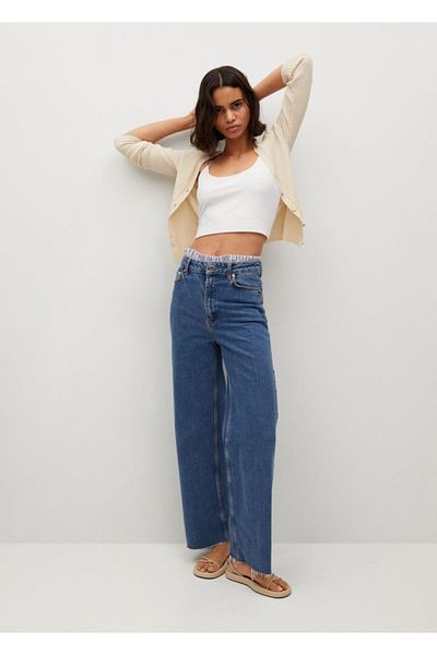 MANGO Woman Crop crop cu nervuri alb catifelat pentru femei