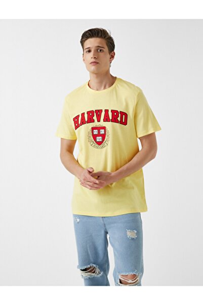 Koton Męska koszulka Harvard z licencjonowaną bawełną
