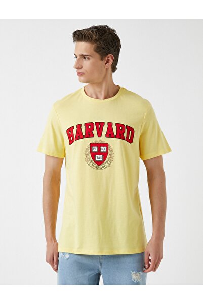 Koton Męska koszulka Harvard z licencjonowaną bawełną