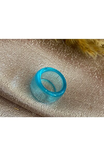 Markiz Takı Şeffaf Mavi Akrilik Yüzük