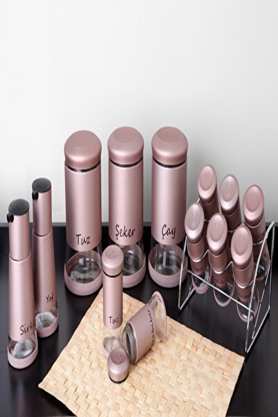 Keskinbıçak Cam 13 Parça Rose Gold Baharatlık Takımı