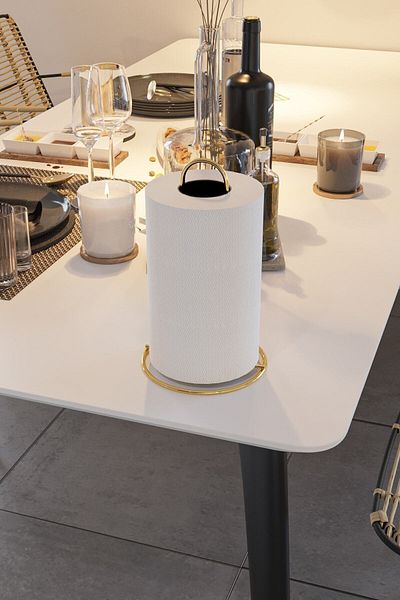 Bino Gold Plated Stainless Filled Steel Towel Napkin Holder, Metal Towel Holder