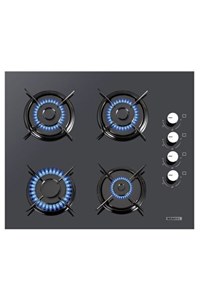 KUMTEL Kristal Antrasit Gri  Cam Ankastre Set