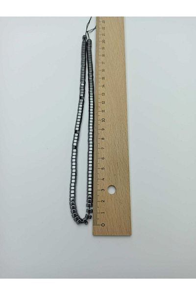 Yüksel Boncuk 6x2 mm Ασημένιο Παξιμάδι Αιματίτης Σειρά Φυσική Πέτρα
