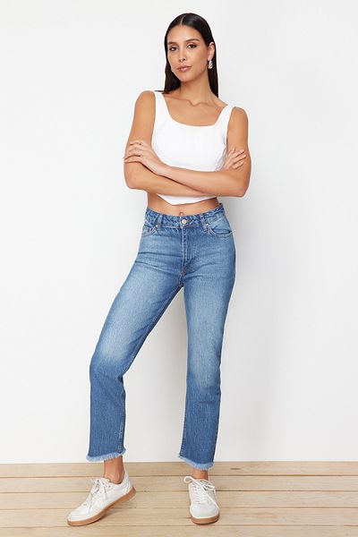 Trendyol Collection Blue High Bel Mom Jeans TWOSS24JE00327