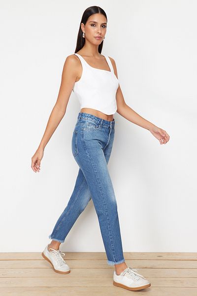 Trendyol Collection Blue High Bel Mom Jeans TWOSS24JE00327