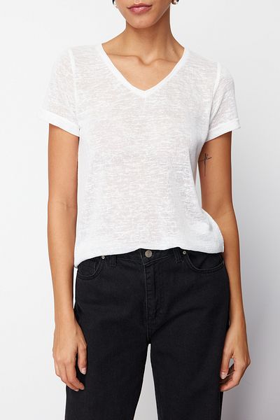 Edit by Trendyol White Regular Knitted T-Shirt TEDSS24TS00022