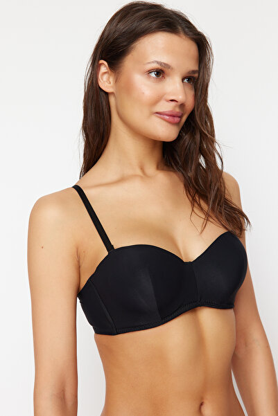 Trendyol Collection Lila-fekete-sötétkék 3 csomagos poliamid párnázás nélküli, pánt nélküli kötött melltartó THMSS24SU00054
