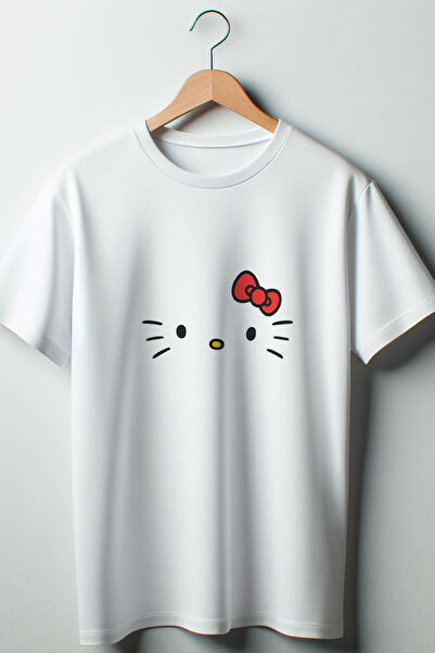 Vordevia Štampano Oversize kroj okrugla kragna Bela majica