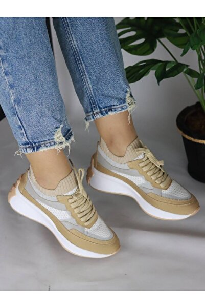 LABRONA Ayakkabı Kot Triko Malzeme Bağcıklı Kadın sneakers