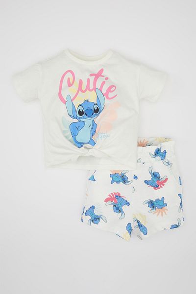 DeFacto Disney Lilo & Stitch Baby Girl 2er-Set – Rundhalsausschnitt, kurzärmliges T-Shirt und Shorts C5456a524sm