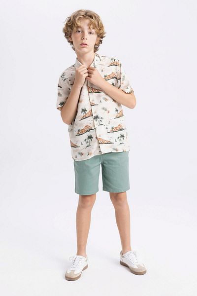 DeFacto Basic-Shorts aus einfarbigem Gabardine für Jungen C3047a824sm